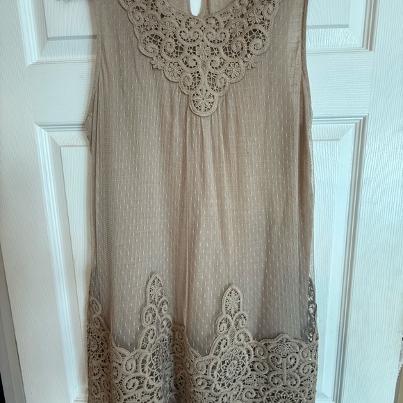 indigo soul Dresses & Skirts - Indigo Soul Tan Lace Mini Dress